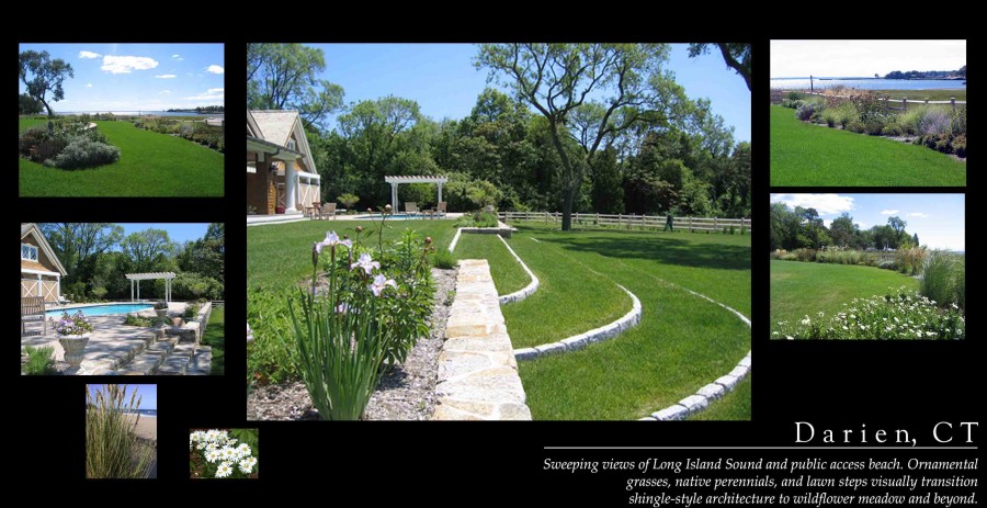 Landscape design with ornamental grasses for beachside residence in Darien CT